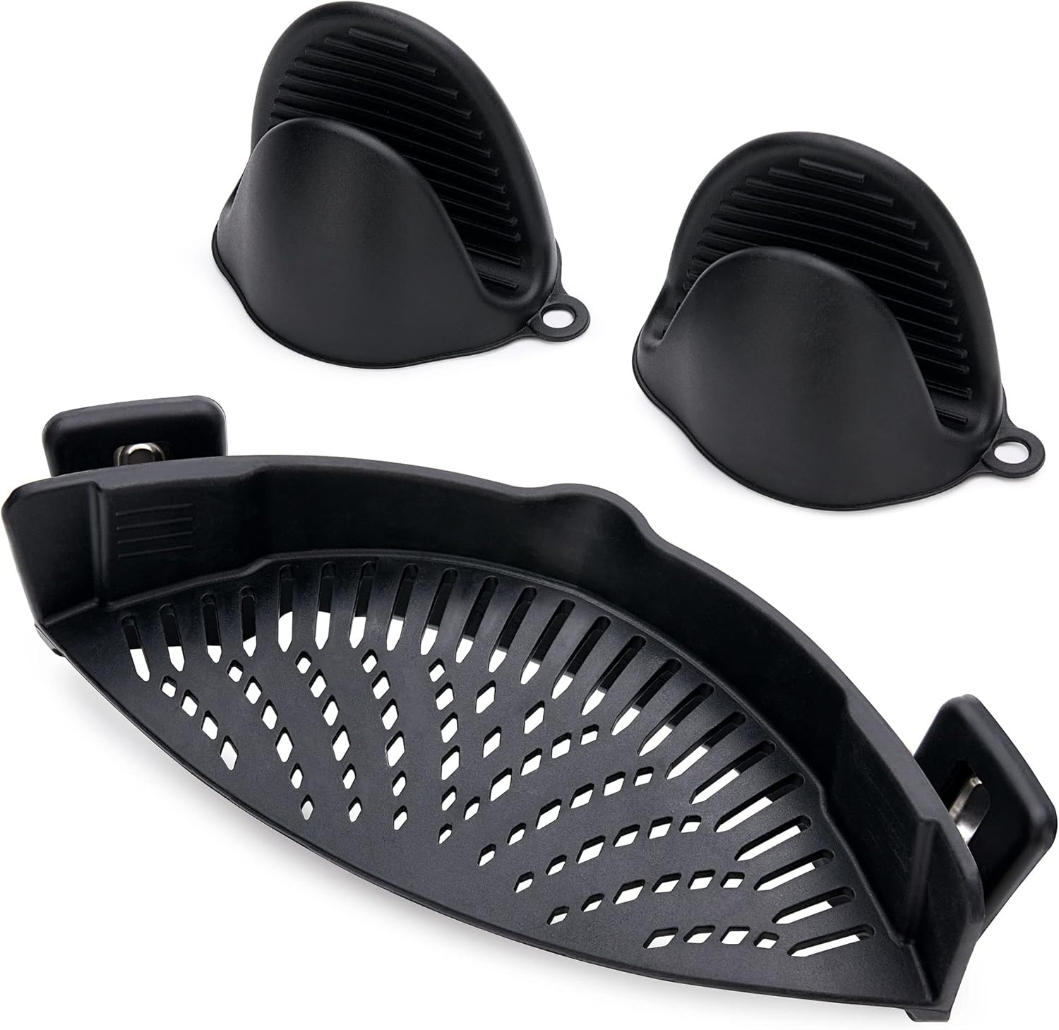 THM INC. ClipOn Silicone Strainer/Colander Bonus Mini Oven Mitts Included Durable Hands