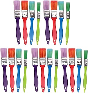 20 pinceles coloridos de cerdas de nailon para niños, para acrílico, óleo, acuarela, gouache, pintura facial y corporal