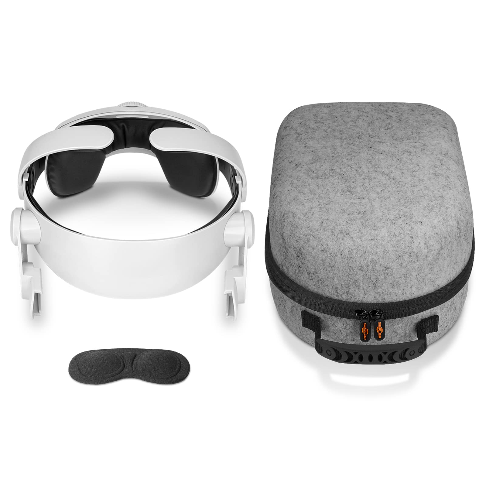 sarlar Head Strap Accessories Compatible with Meta Quest 2, Elite Strap with Hard Carrying Case and Lens Protector for Enhanced Support and Comfort in VR