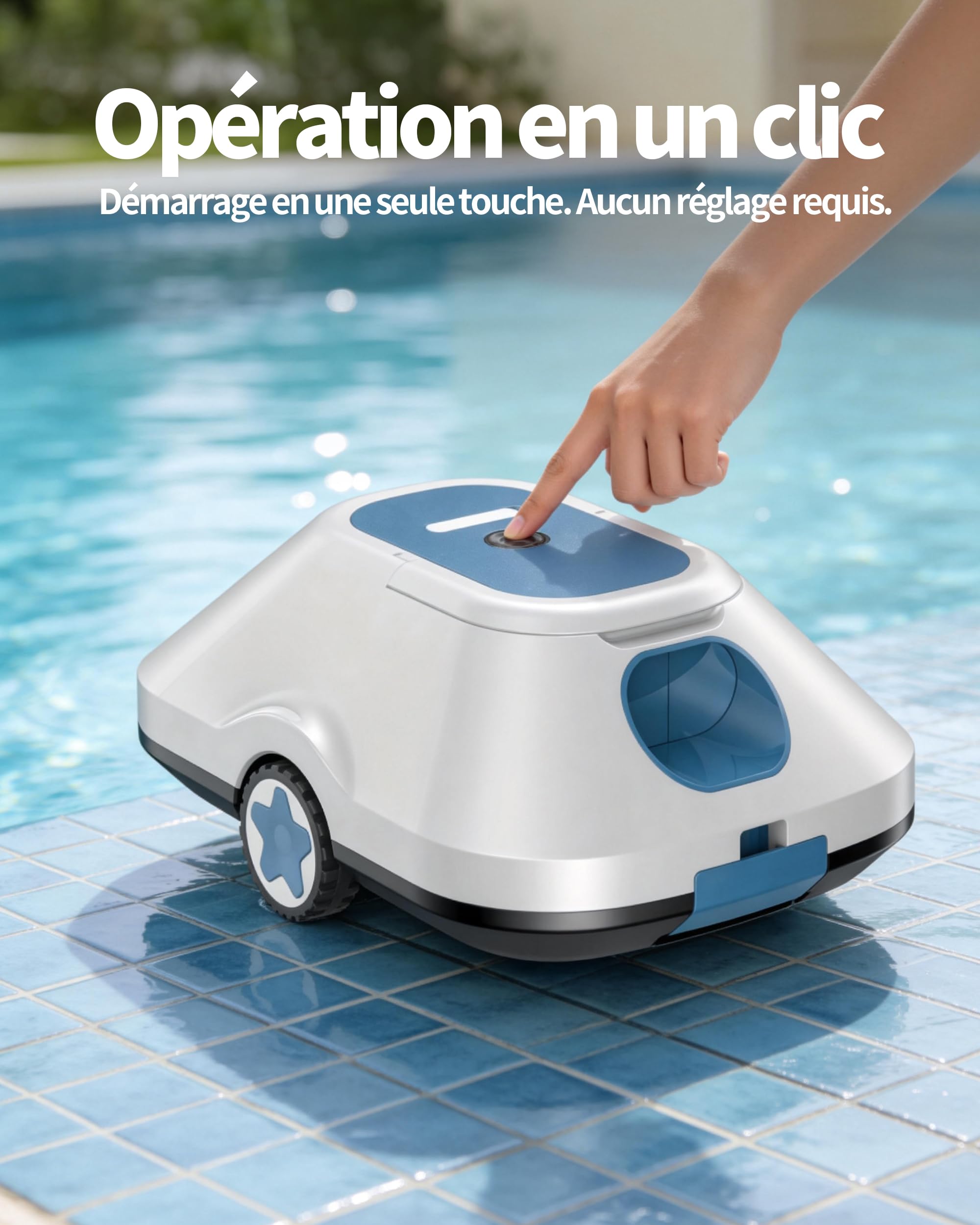 2026 Upgrade Robot Piscine,Aspirateur Robot Piscine sans Fil, Robot De Piscine sans Fil, Stationnement Automatique,Autonomie 210-Min pour piscines Hors-Sol Et enterrées, Jusqu'à 200 m²,Bleu