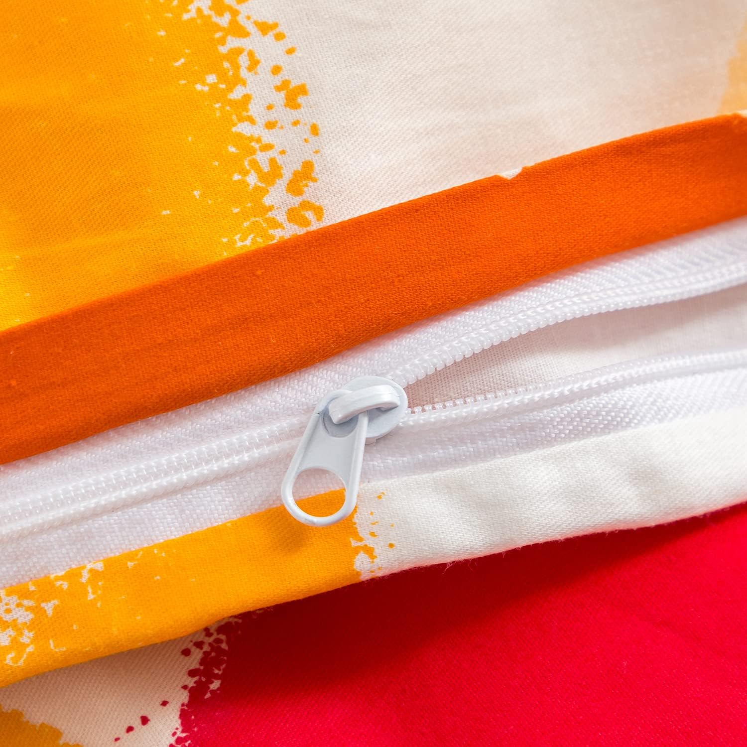 SUSYBAO Orange Flower Duvet Cover King 100% Cotton Burnt Orange Floral Duvet Cover Set 3 Piece 1 Colorful Botanical Duvet Cover with Zipper Ties 2 Pillowcases Luxury Soft Orange Bedding Set Breathable - Image 4