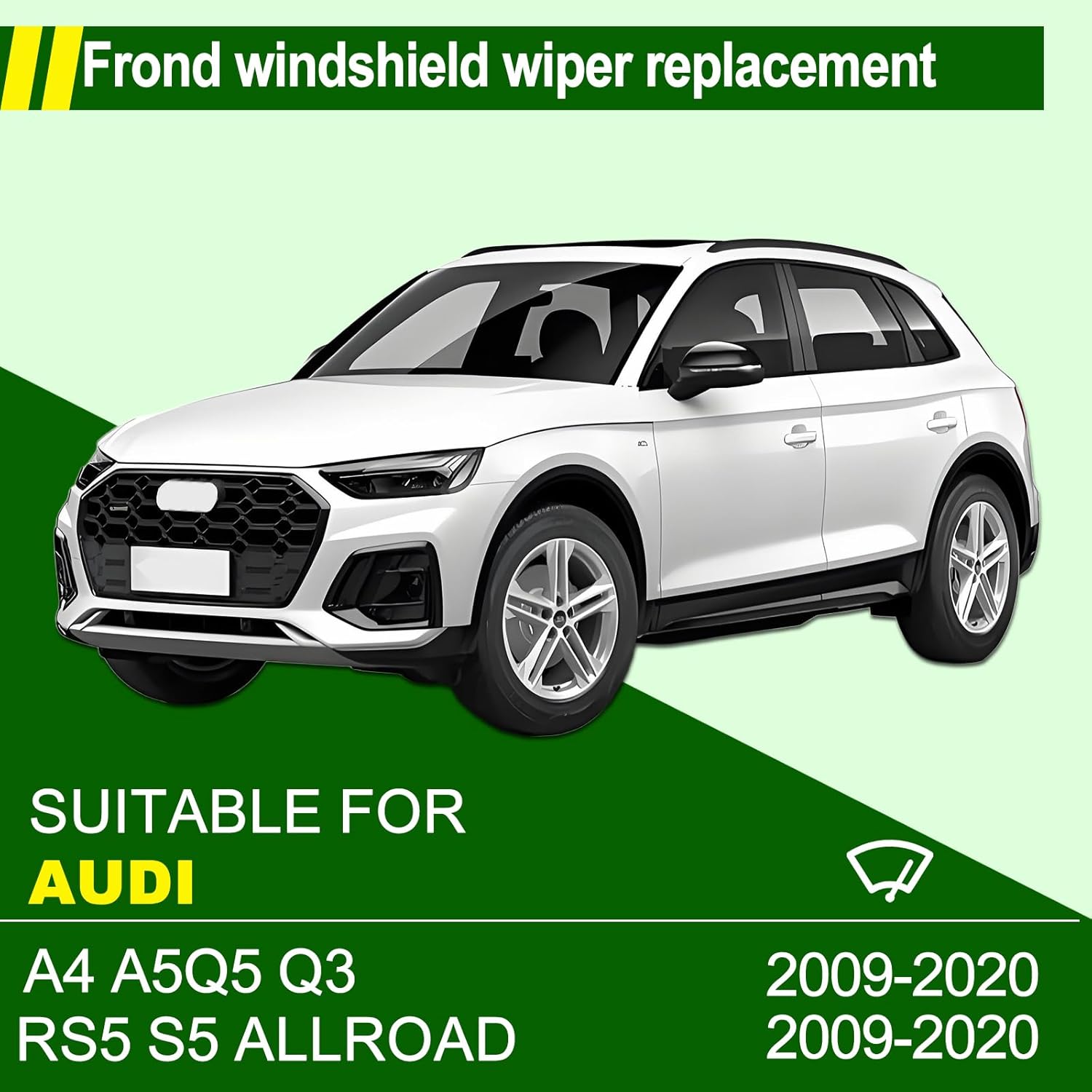 ZIXMMO® Wiper Blades:2-Pack Windshield Wipers for Audi A4 Q5 Q3 A5 RS5 S5 allroad 2009-2020-All-Season Beam Design-Exact Fit Replacement for Audi Cars (25"/20")