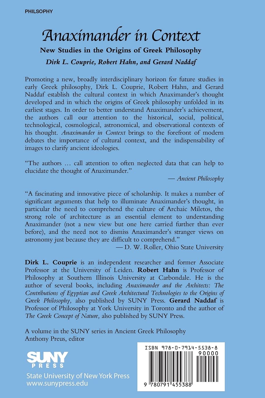 Anaximander in Context: New Studies in the Origins of Greek Philosophy (Ancient Greek Philosophy)