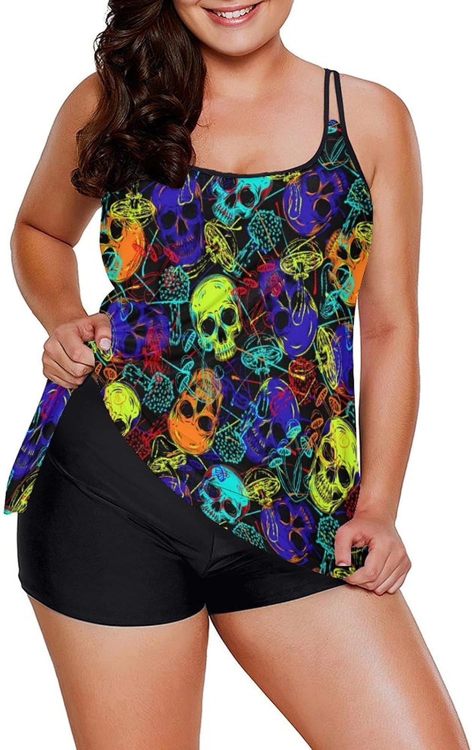 Womens Tankini Swimsuits for Women Two Piece Tummy Control Bathing Suits Swim Tank Top with Boyshorts