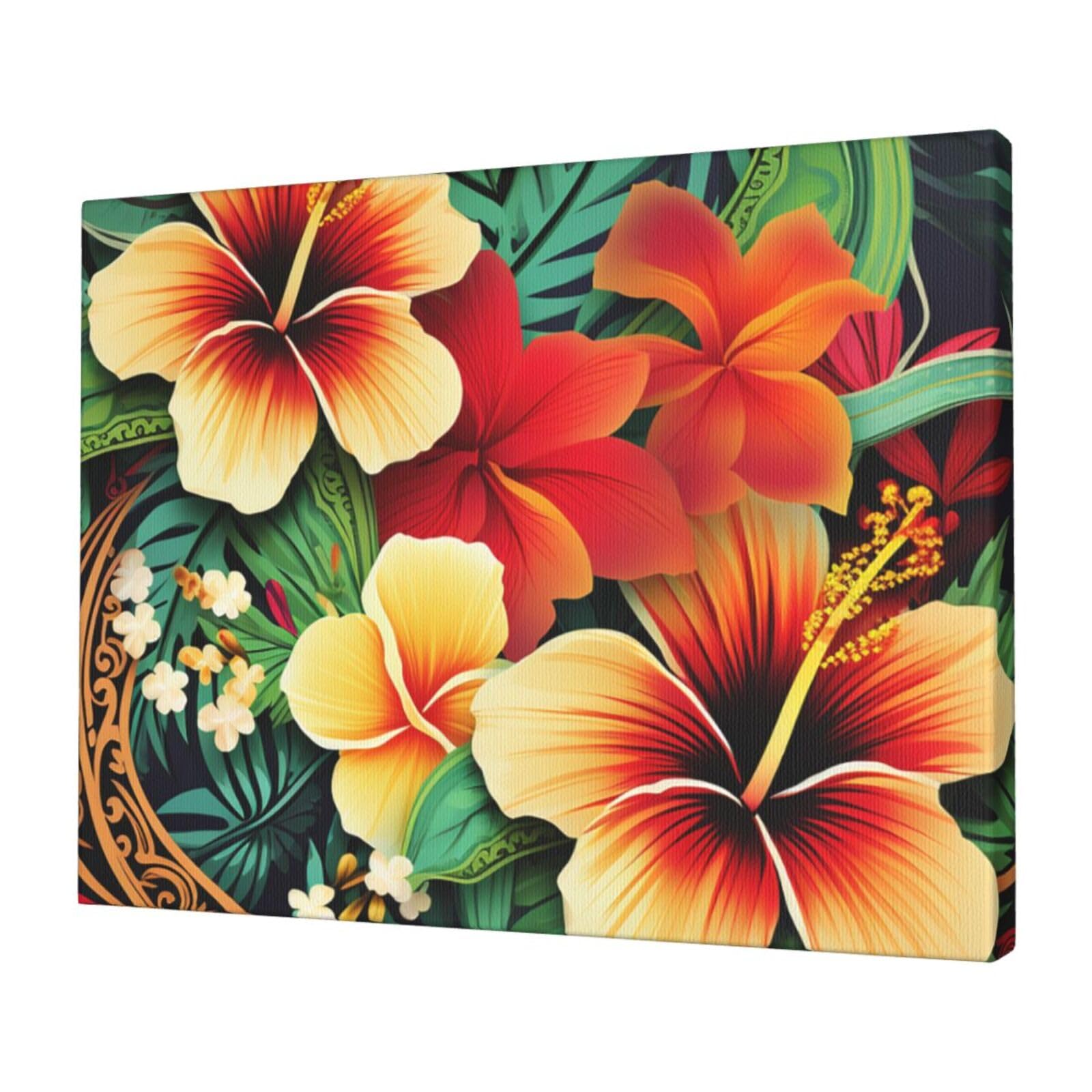 KLOPH Hawaiian Style Print pattern Canvas Wall Art for Living Room 12"x16" Modern Artwork Painting for Bathroom Hanging Canvas Prints Aesthetic Wallart for Bedroom Kitchen Office Wall Decor