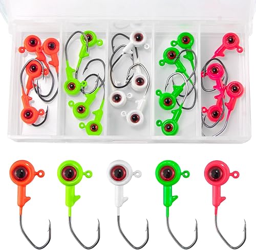 Miniatura 8 de Alwonder Paquete de 3050 cabezas de plantillas de cangrejo con ojos 3D, cabezas de plantilla de pesca de trucha de lubina, 132 oz 116 oz 18 oz para