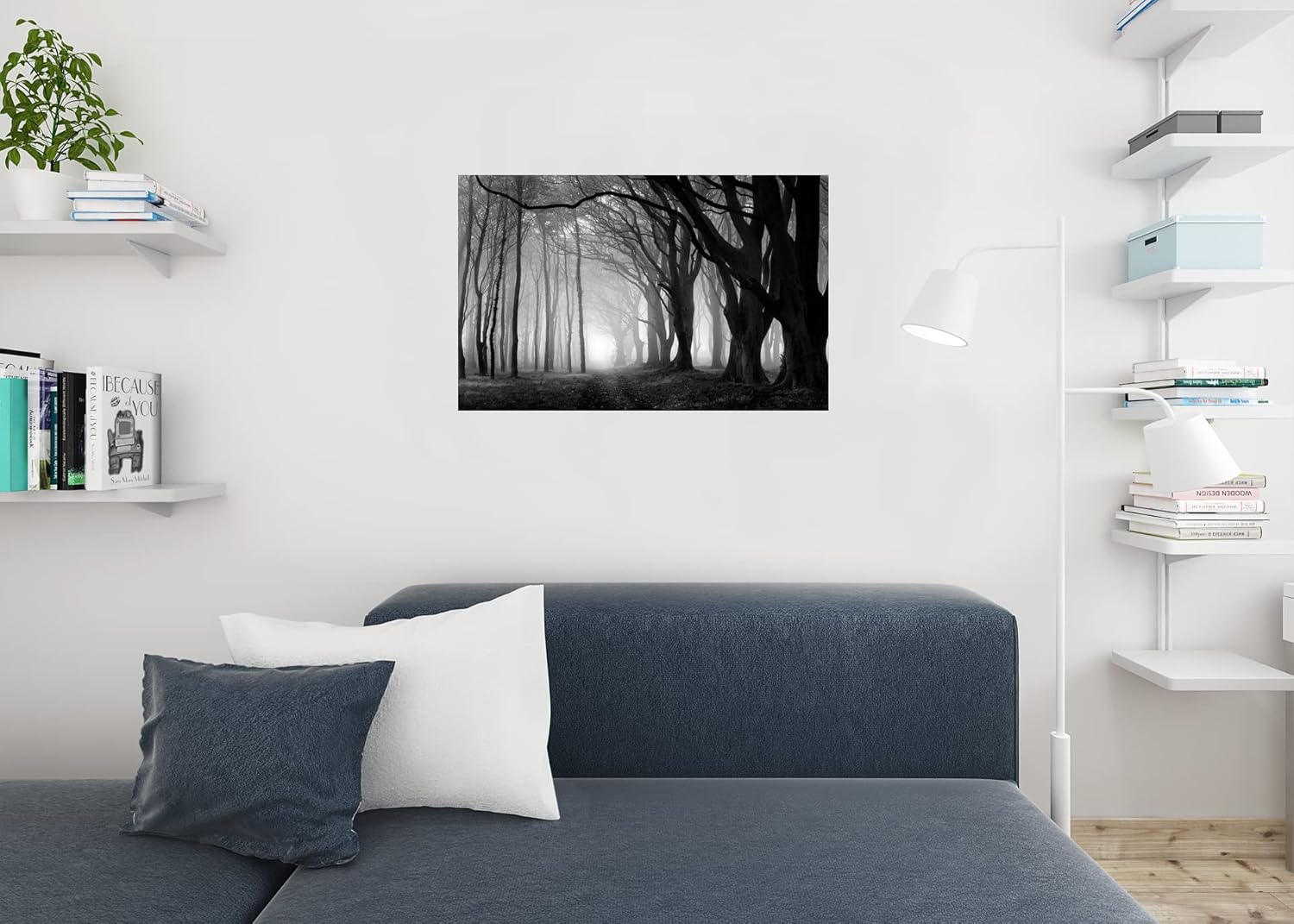 Creepy Forest Black And White Photo Photograph Spooky Scary Halloween Decorations Cool Wall Art Print Poster 36x24