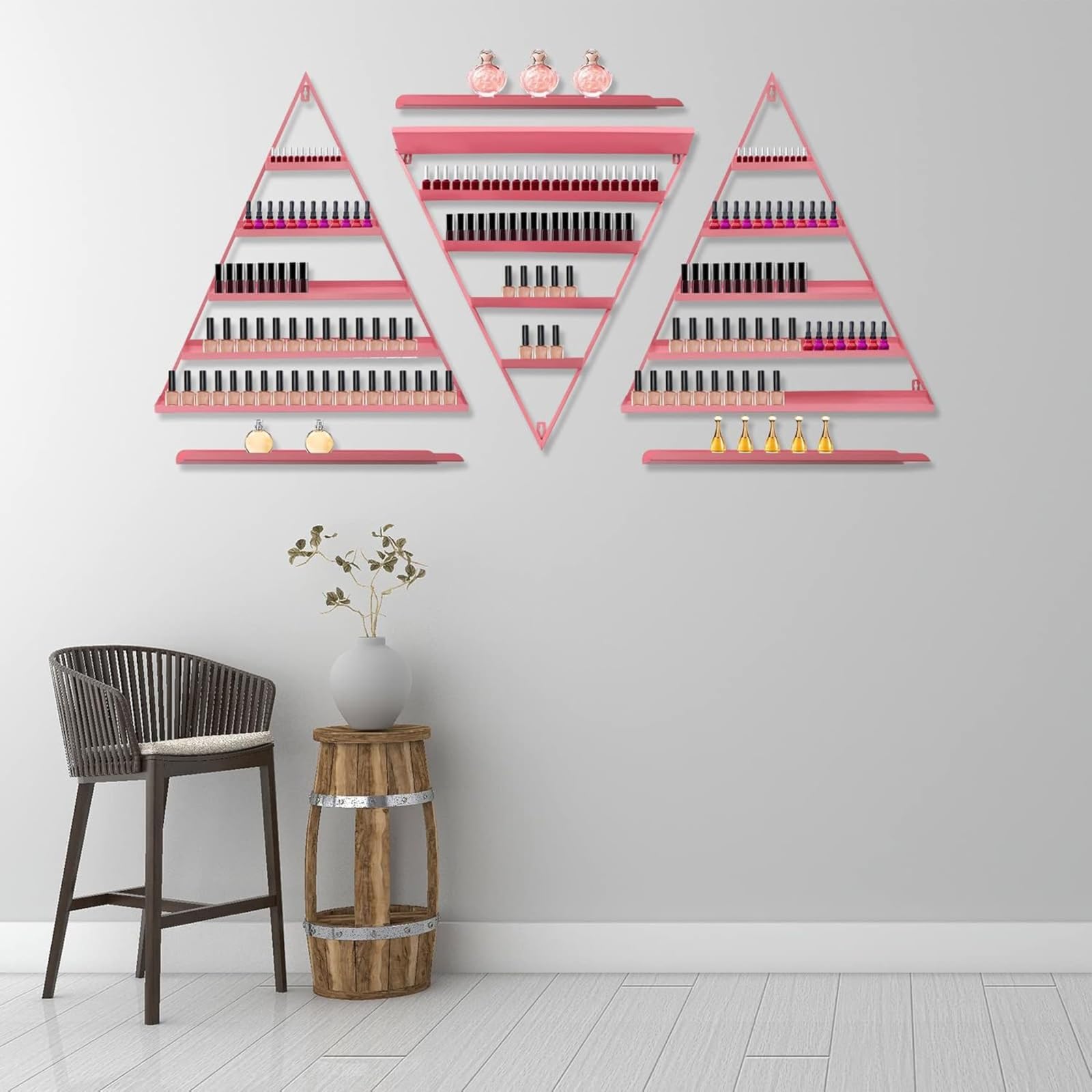 Estante para esmaltes de uñas, Juego de 6 estantes para cosméticos, Organizador de pintalabios de Pared de 5 Niveles para armar uno Mismo, Estante de Perfume de Hierro con Capacidad de Carga