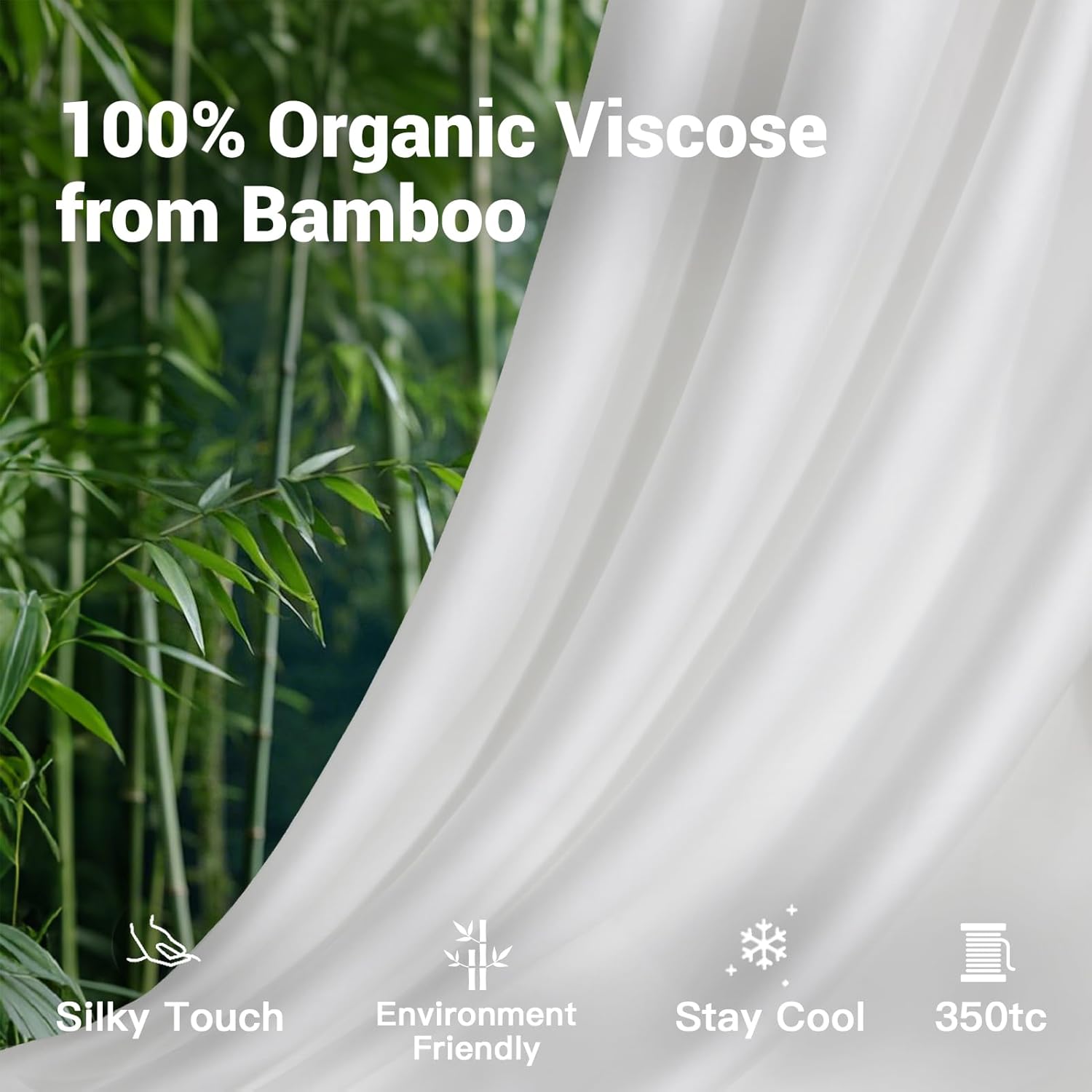 NEXHOME PRO Duvet Cover King, 100% Organic Bamboo Cooling Duvet Cover Set, Ultra Soft, 1 Duvet Cover and 2 Pillowcases, 104"x90", White, Comforter Not Included - Image 3