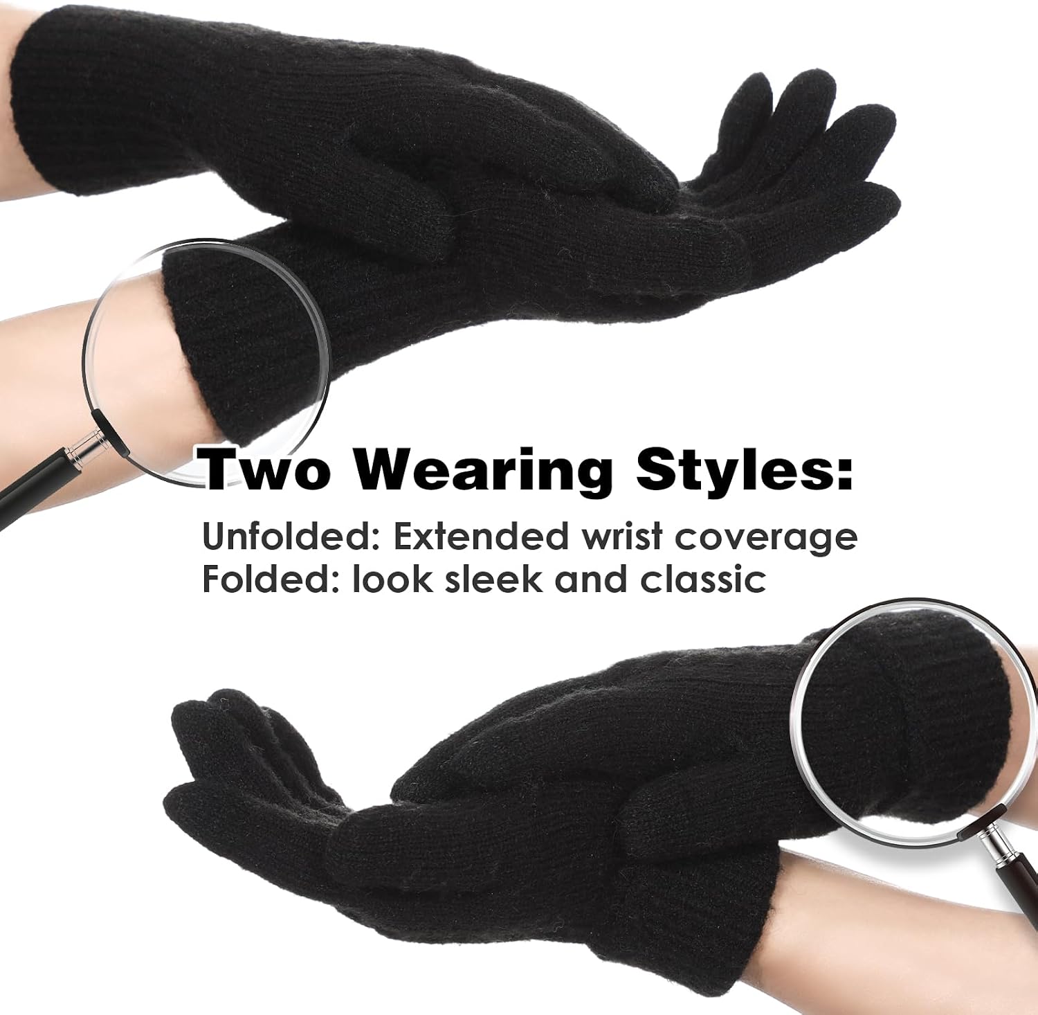 Achiou Womens Winter Gloves, Touch Screen Knit, One Size