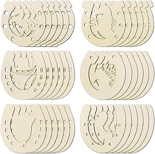 36 Pcs Wooden Horseshoes for Crafts Horseshoe Wood Discs Slices Rustic Vintage DIY Crafts Unfinished Cowboy Wooden Cutouts Party Christmas Home Decoration Craft Supplies