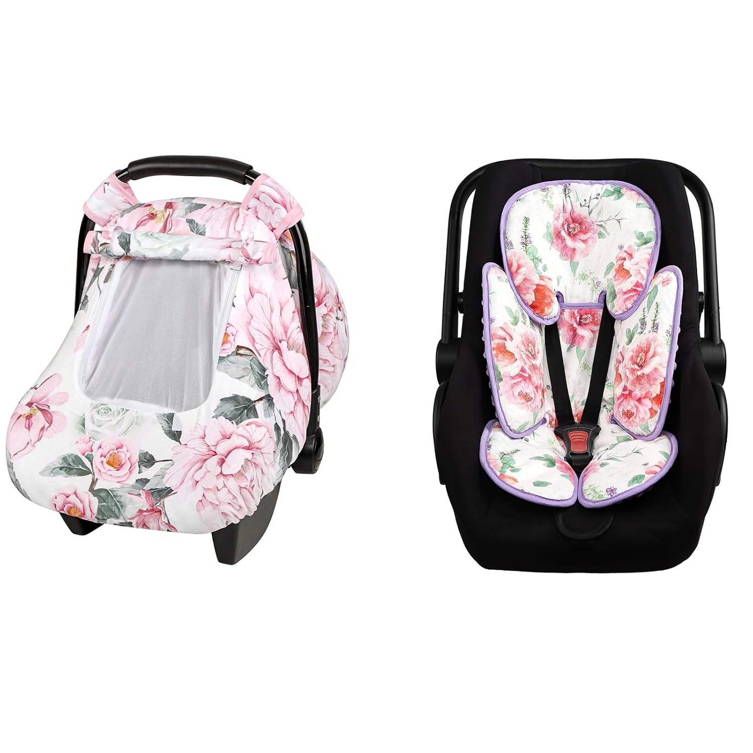 Floral Baby Car Seat Cover and Cushion for Newborn