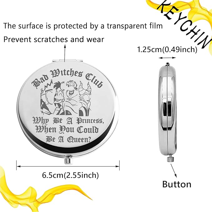 Espejo Compacto Redondo de Acero Inoxidable KEYCHIN 6.5 cm miniatura 3