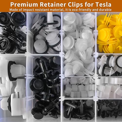 Miniatura 5 de 300 clips Tesla para parachoques y guardabarros, 20 tamaños, juego de remaches de clip Tesla con removedor de sujetador, sujetador de retención