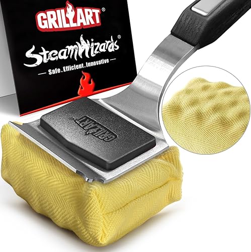 GRILLART Grill Brush Bristle Free. Upgraded BBQ Replaceable Cleaning Head, Seamless-Fitting Scraper Tools for Cast Iron/Stainless-Steel Grates