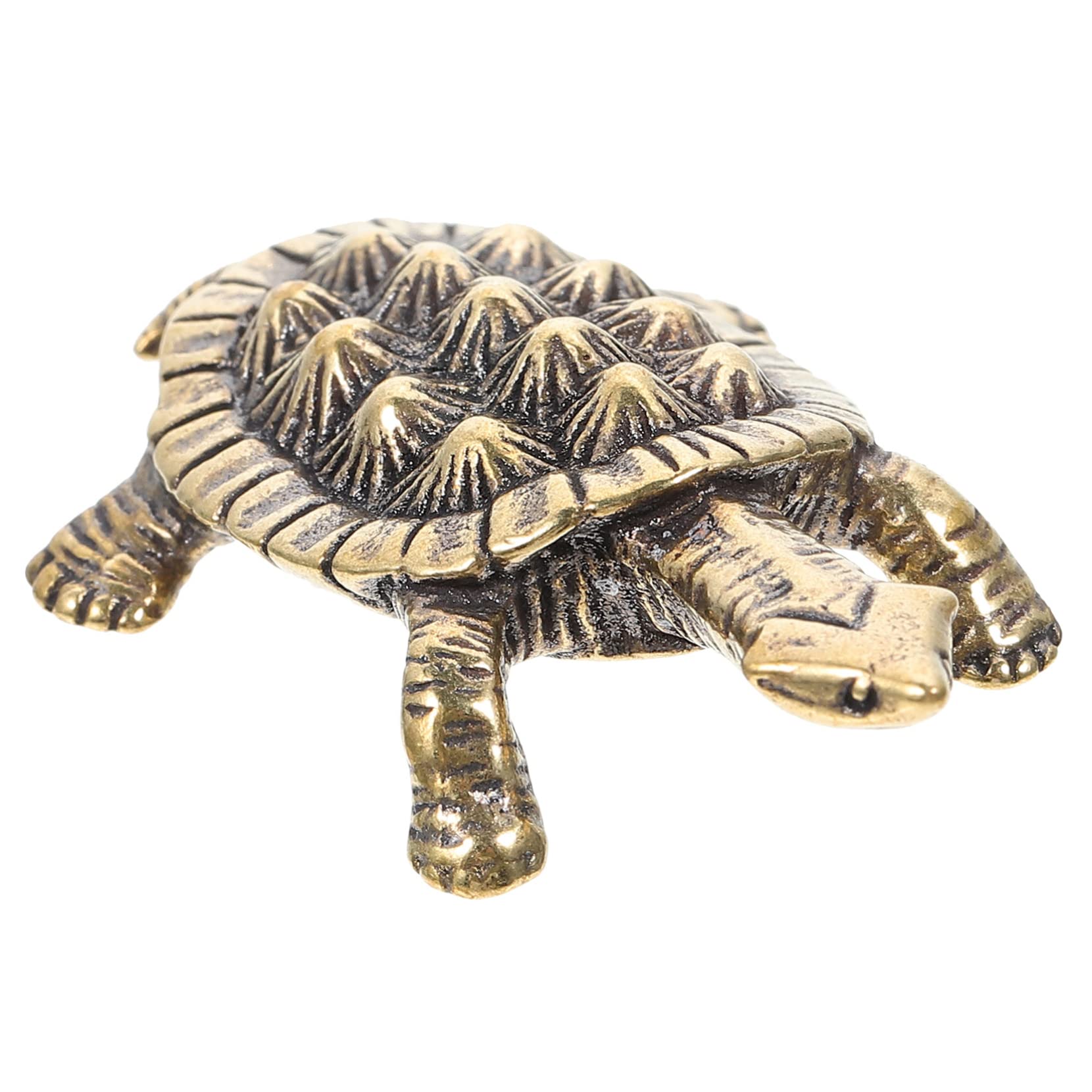 MALUGOGO Vintage Style Brass Turtle Figurine Retro Tortoise Sculpture Desktop Ornament Feng Shui Lucky Animal Decor for Home Office Table Display