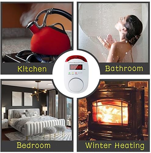 Miniatura 5 de Detectores de Monóxido de Carbono Detectores de Monóxido de Carbono Portátil para Viaje Enchufe en Pared con Pantalla Digital LED, Luz de Voz, Fácil