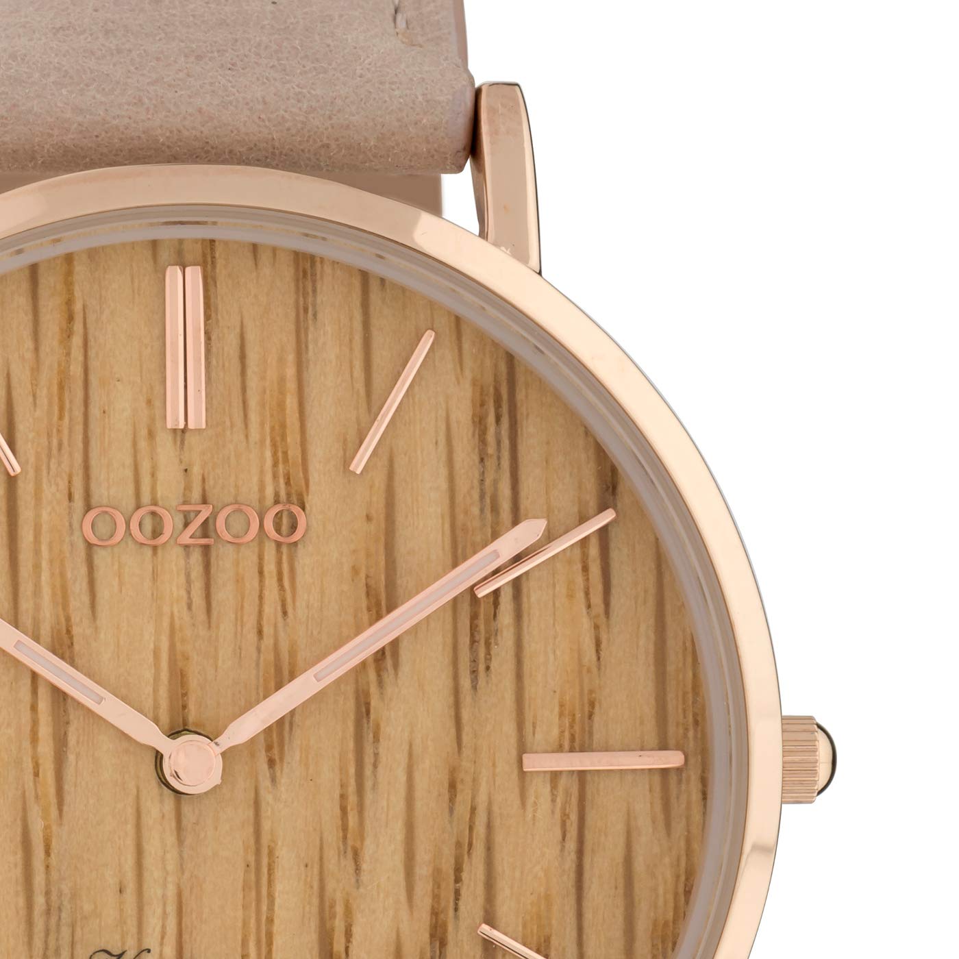 Oozoo Vintage Damenuhr Lederband Wood 40 MM Rose/Braun Holz/Pinkgrau C9866