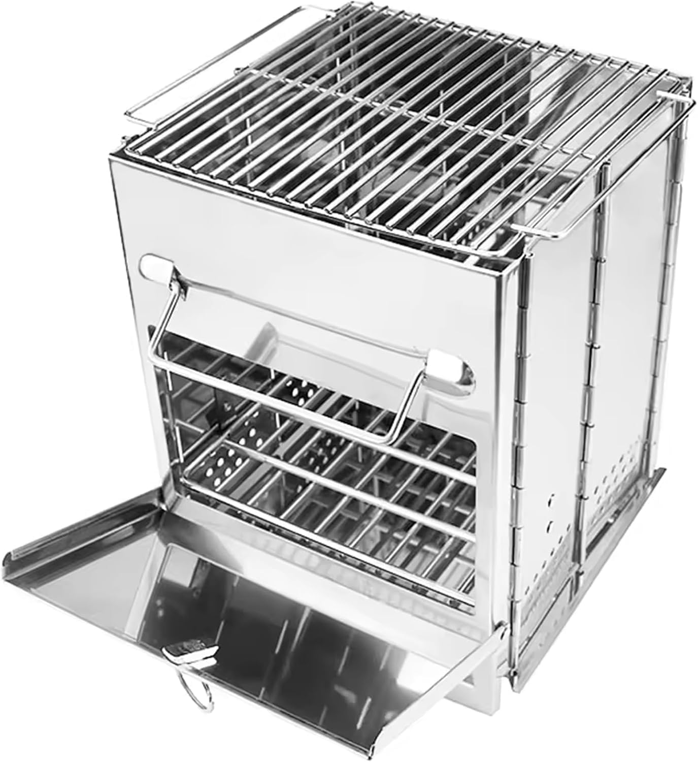 Rocket Stove Folding Camp Stove Foldable Camping Stove Folding Stove Camp Stove Wood Burning Rocket Portable Backpacking Stainless Steel Light Folding Stove for Outdoor Hiking Camping