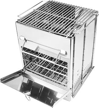 Rocket Stove Folding Camp Stove Foldable Camping Stove Folding Stove Camp Stove Wood Burning Rocket Portable Backpacking Stainless Steel Light Folding Stove for Outdoor Hiking Camping