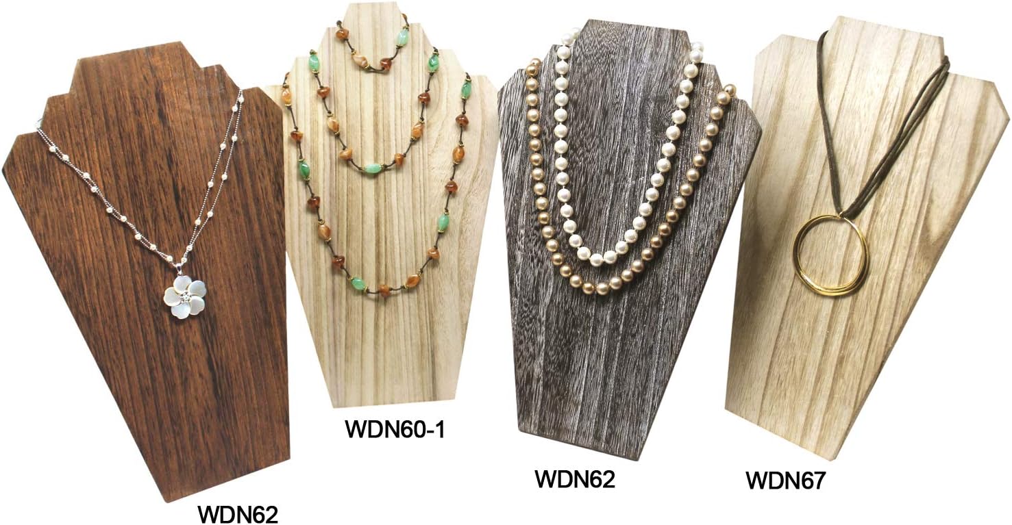 Ikee Design 2 Pcs Lightweight Wooden Necklace Display Bust Easel Jewelry Display for Shows, Necklace Stand, Brown Color, 8.3 W x 4.3 D x 13 H in - Image 9