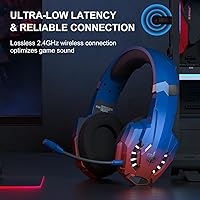 Vista 7 de PHOINIKAS Auriculares inalámbricos para juegos de 2.4 GHz para PS5, PS4, PC, Switch, auriculares inalámbricos para juegos con micrófono