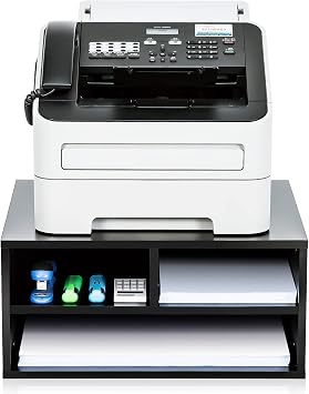 FITUEYES Large Desktop Printer Stands with 3 Storage Compartments, Black