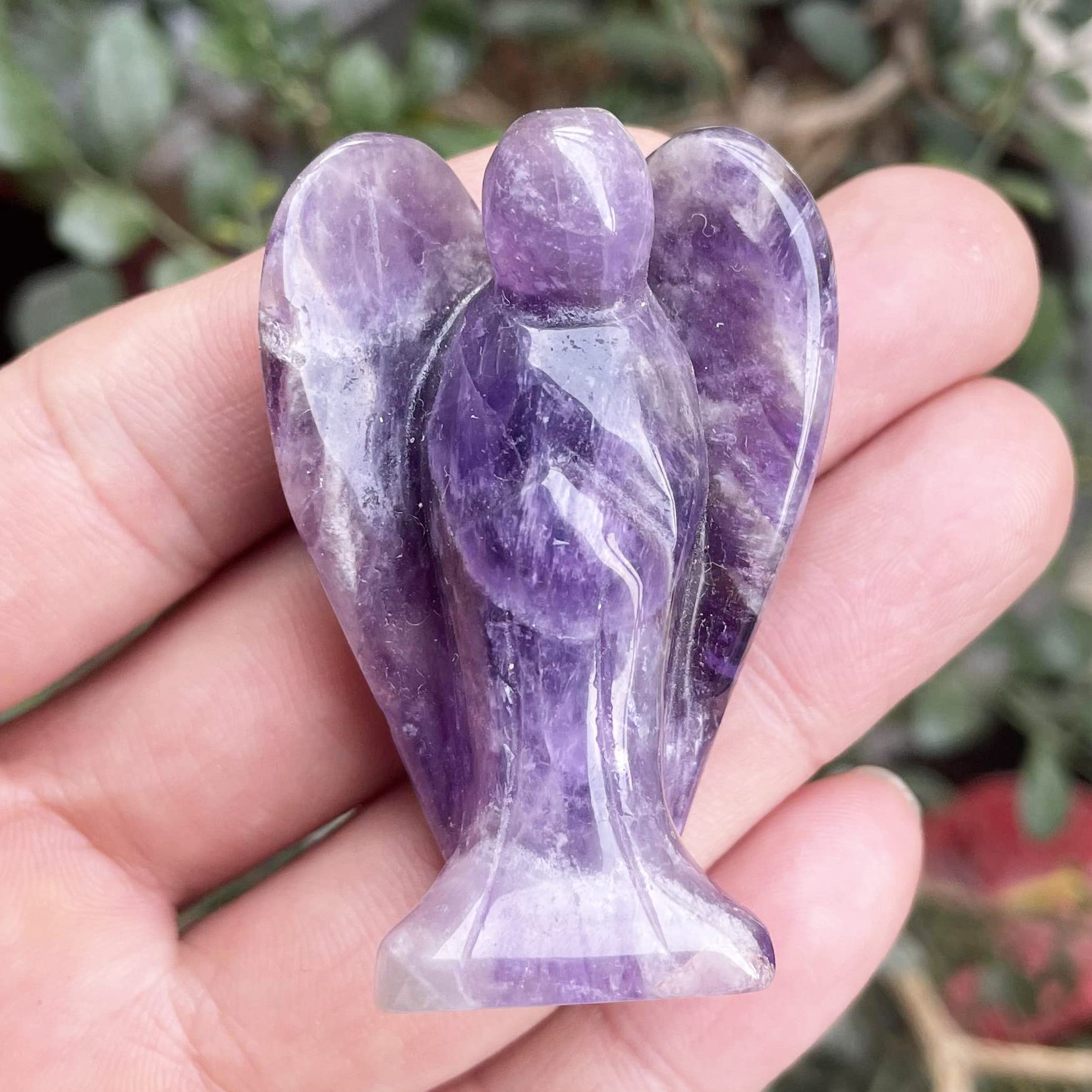 KYEYGWO Geschnitzte Obsidian Kristall Engel Figur Deko, 8,5 Cm Stein Schutzengel Statue