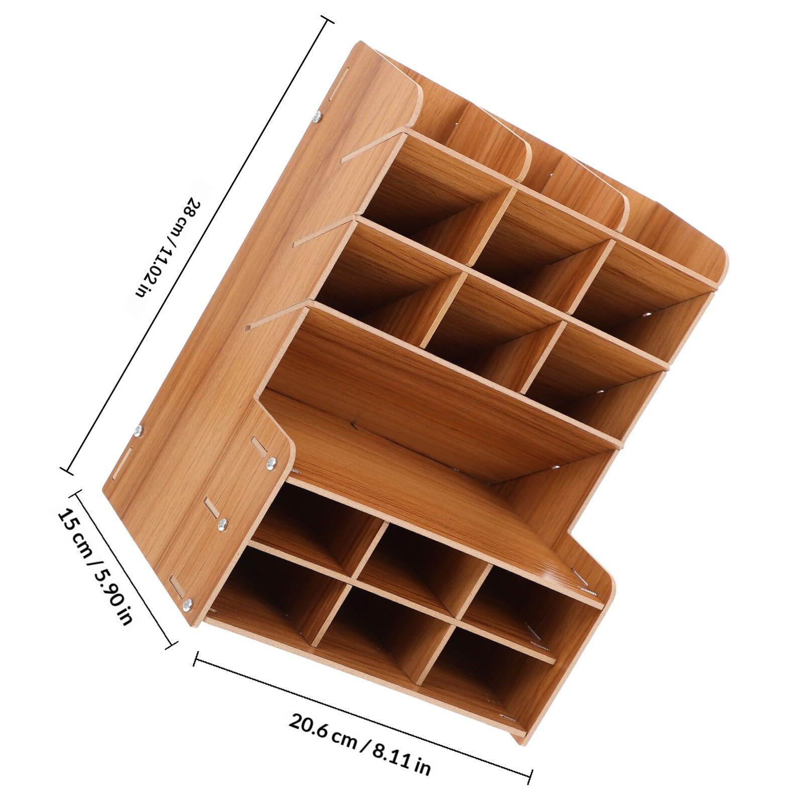 jojofuny Soporte de Escritorio para Papelería de Madera Compartimentos, Organizador de Bolígrafos Cherry B15, Estuche Práctico para Oficina y Material Escolar, Portalápices Multifuncional