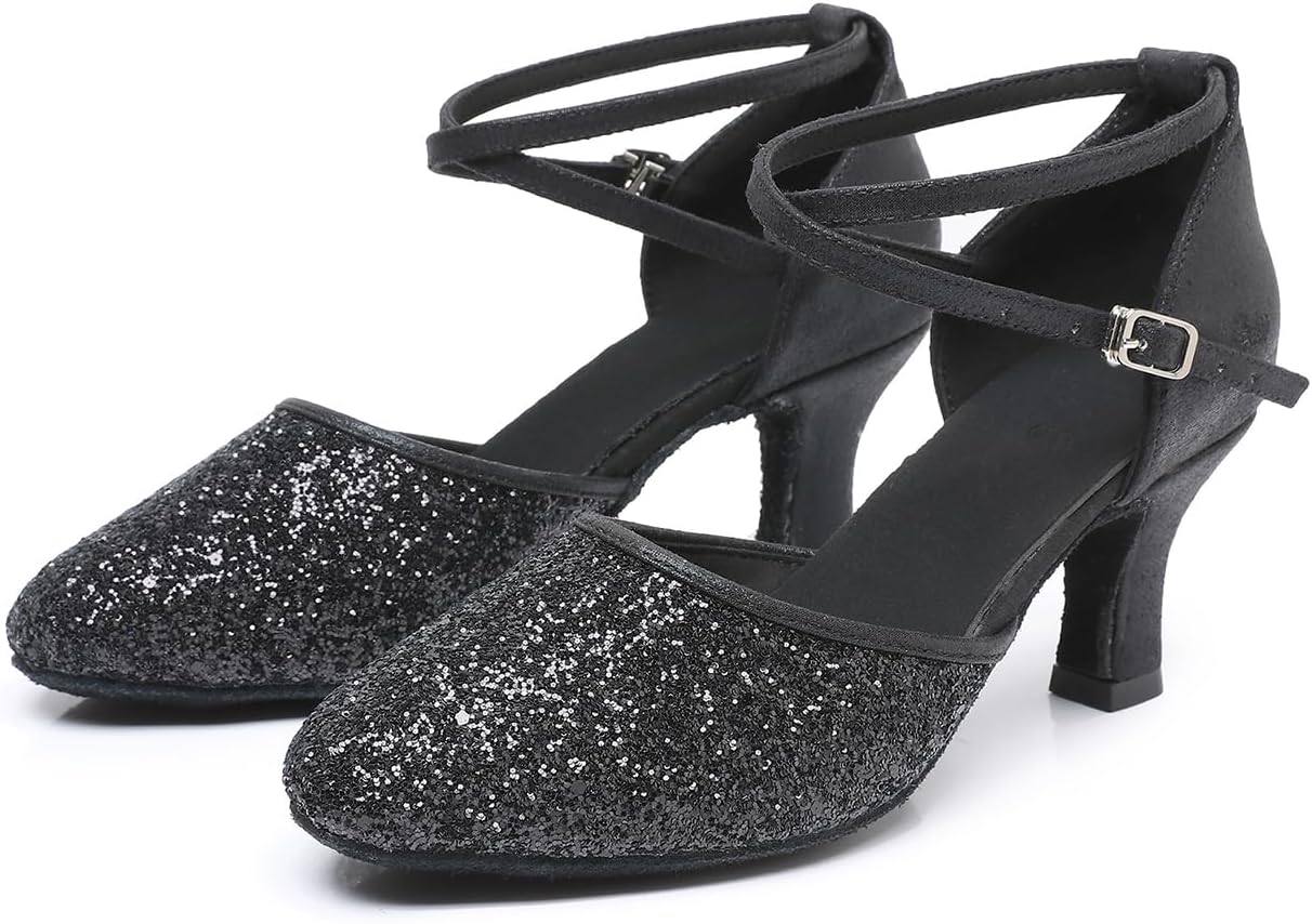 Rosefinch Women's Professional Latin Dance Shoes Satin Salsa Ballroom Wedding Dancing Shoes