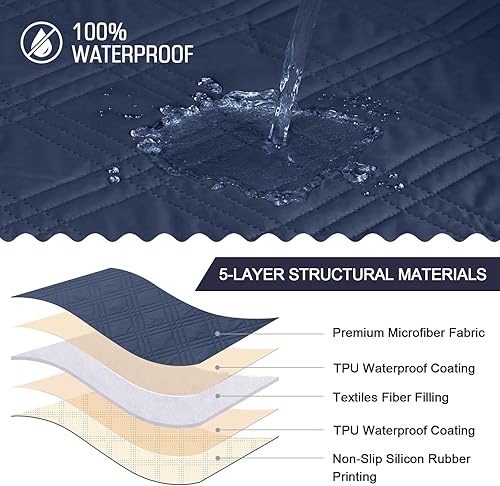 Miniatura 118 de TAOCOCO Funda para silla reclinable 100% impermeable, fundas antideslizantes para silla reclinable con bolsillo, protector de muebles lavable