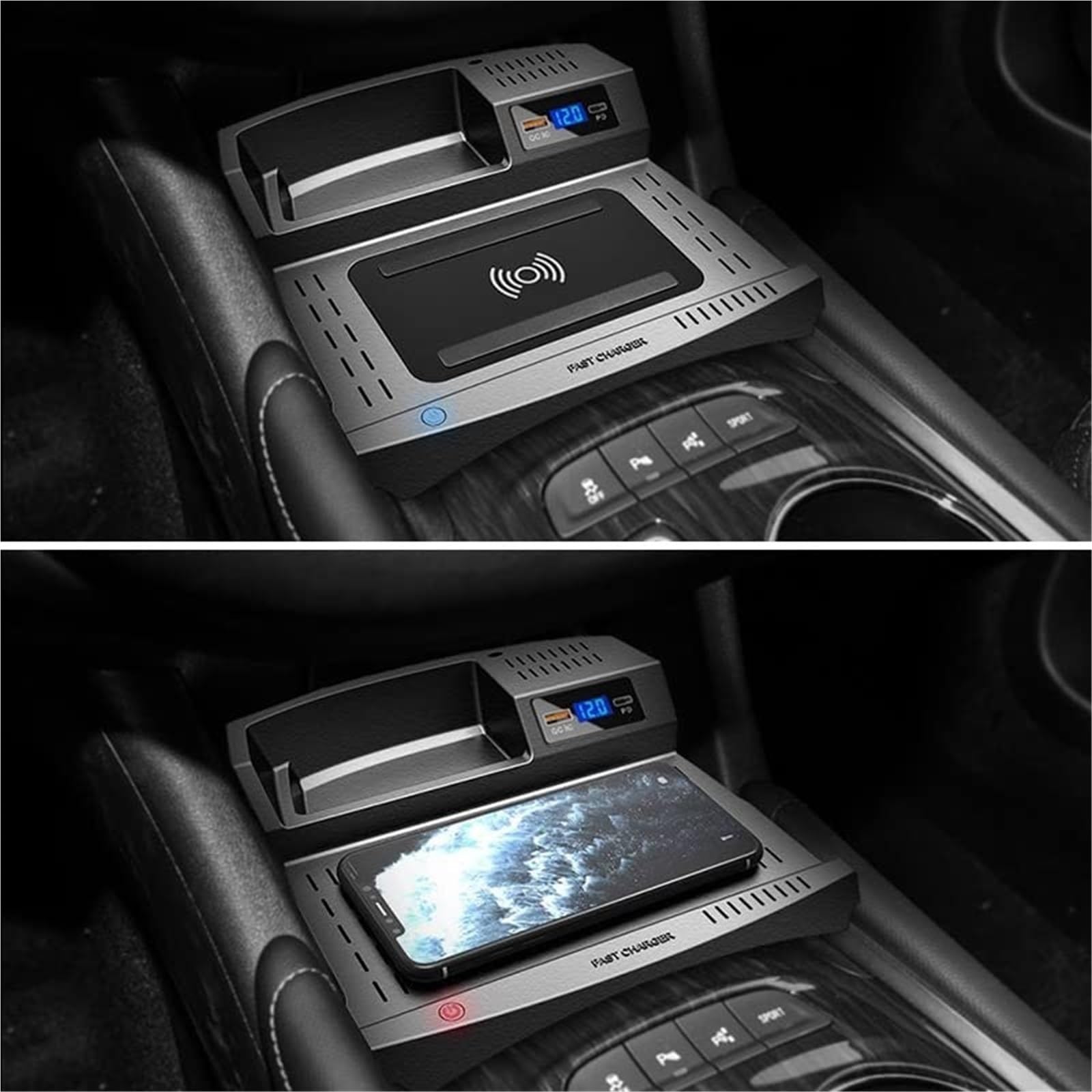 Uchwyt samochodowy na telefon Qi Ładowarka bezprzewodowa, do Chevroleta Malibu 2022-2017 Akcesoria wewnętrzne 15 W Szybki panel ładowania Adapter Bezprzewodowa ładowarka samochodowa