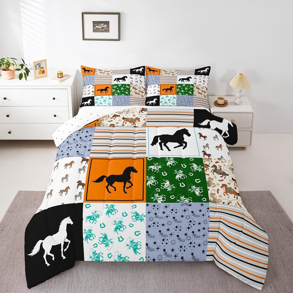 jejeloiu Kids Glitter Duvet Insert Toddler Size, Pastel Comforter Set Boys Girls Rainbow Bedding Set Teens Bedroom Decor Microfiber Bed Set