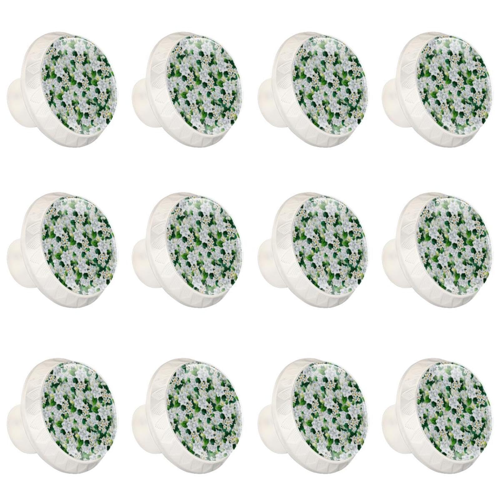 Boutons de tiroir en verre fleur blanche x12 pour relooker vos meubles