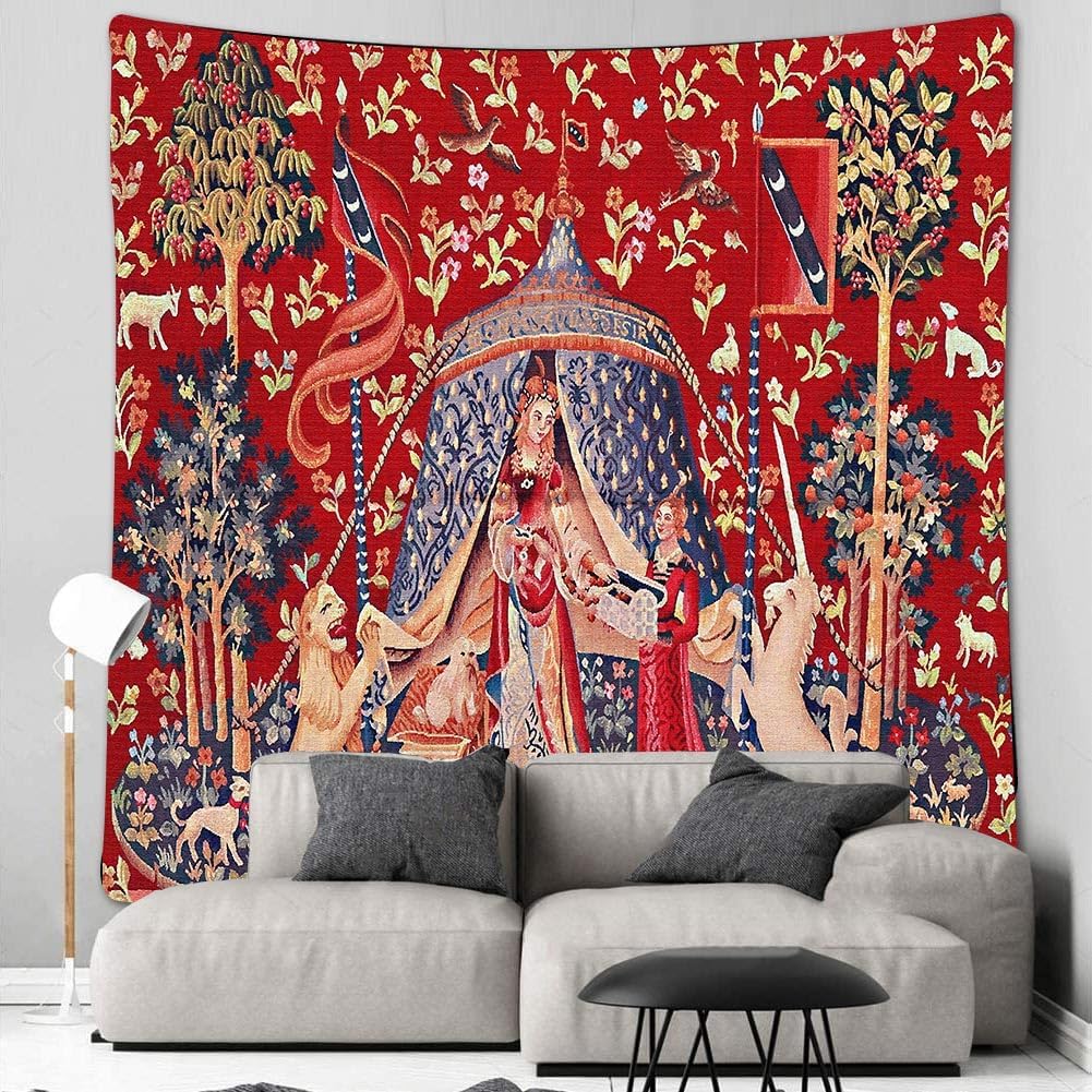 FEASRT Medieval Tapestry Tapestry Royal Maiden and Unicorn Decor, 40x30 In image 2