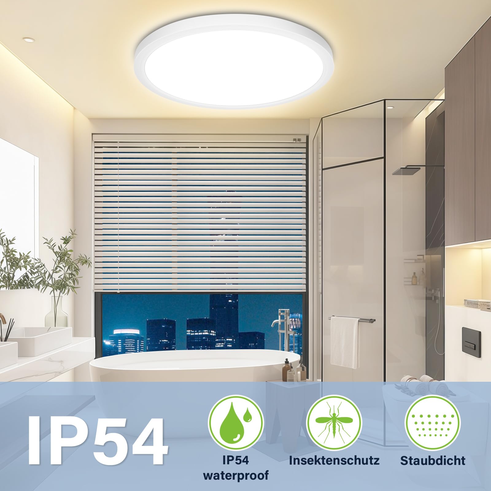 Bzavor LED Deckenlampe Effizienzklasse A 210lm/w 4000K 11W 2600lm,Rund Ø30cm LED Deckenleuchte Flach IP54 Wasserfest Lampe Panel für Küche Wohnzimmer Badezimmer Flur Schlafzimmer, Weiß, Ultra Dünn