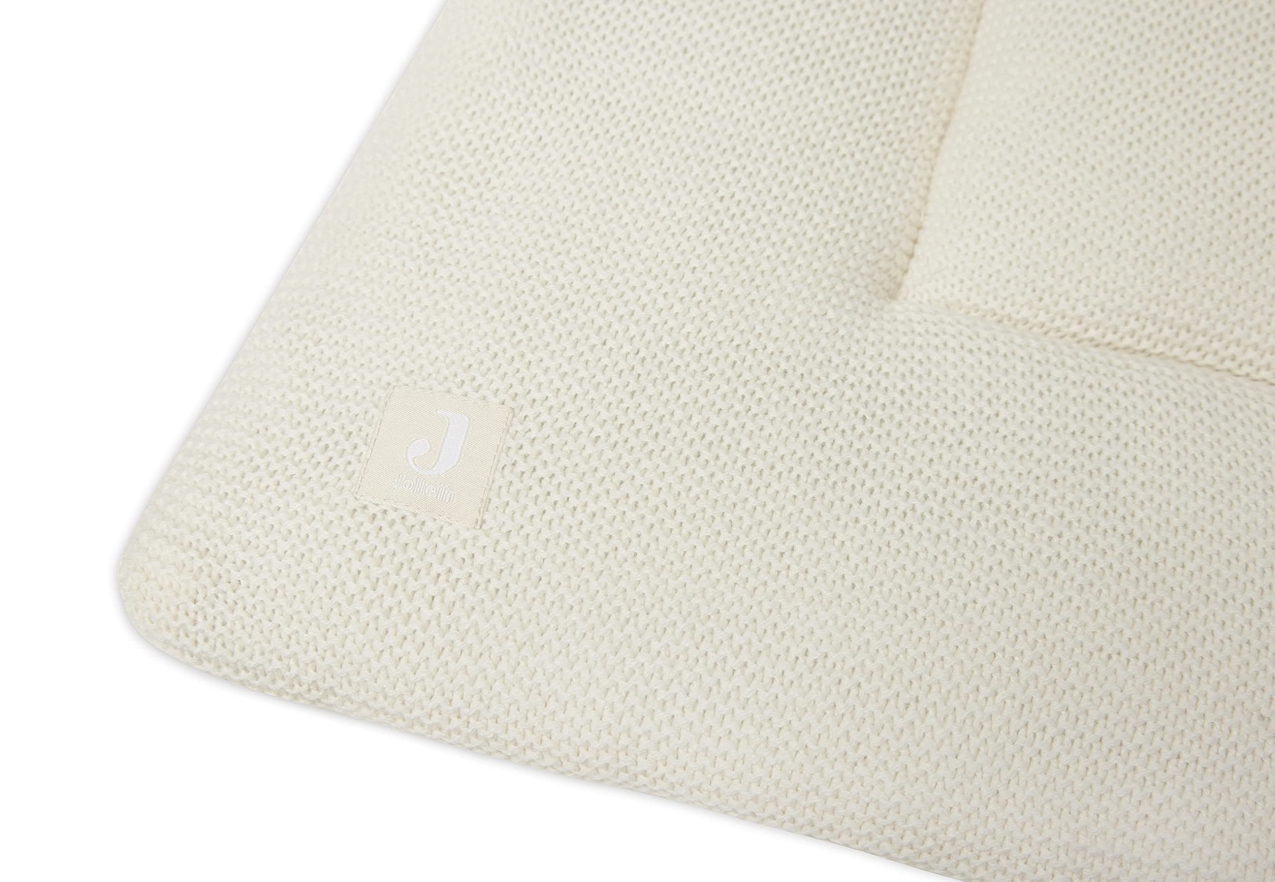 Jollein Krabbeldecke für Baby - Basic Knit, Ivory - Laufgittereinlage - 75x95 cm - Spieldecke Baby - Elfenbeinfarben