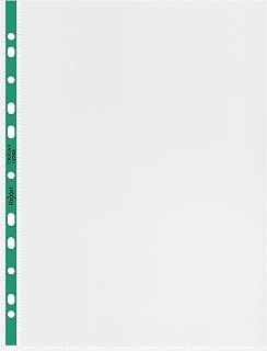 Rexel Copy King A4 Punched Pockets with Green Spine, Glass Clear, Copy Safe, Pack of 100, 12265