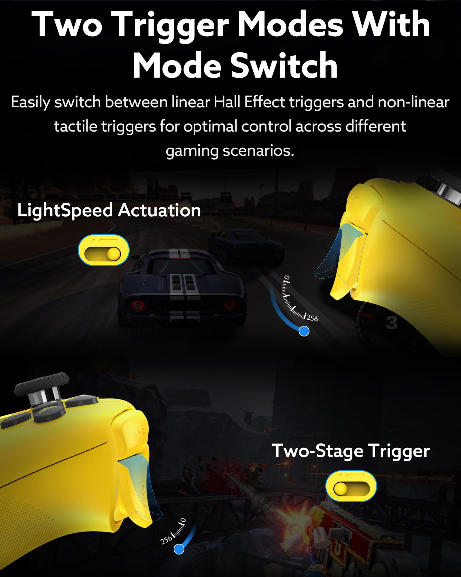 Controller Bluetooth 8Bitdo Ultimate 2 Per Switch 2, Switch, PC Windows, Aggiornamento Joystick TMR, Anello Fuoco RGB, Grilletti Tattili Effetto Hall Commutabili, Vibrazione, L4/R4 Rimappabili, Giallo