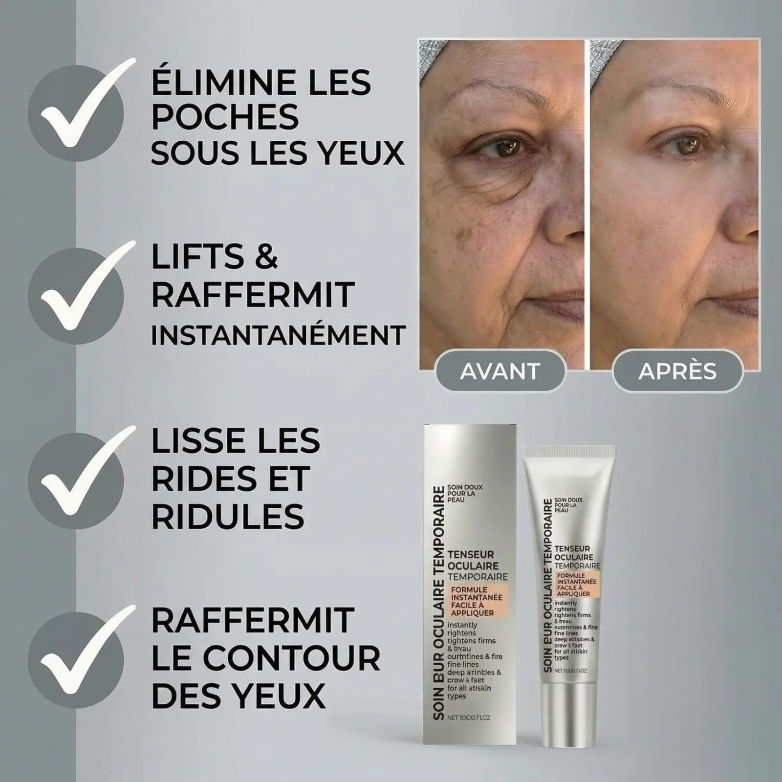 Lote de antiarrugas Instant Firm, para Ojos y Líneas Finas con 1 Cepillo | Reafirmante instantáneo contorno de ojos, atenúa bolsas, arruguitas y patas de gallo, fórmula ligera adecuada para todos