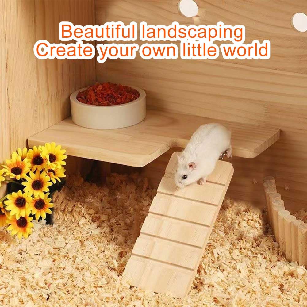 Piattaforma In Legno Per Criceti E Piccoli Animali - Con Scala Rotonda, Per Arrampicata, Gioco E Riposo In Gabbia