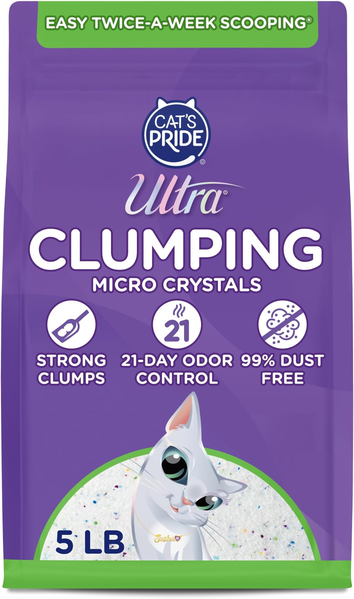 Clumping Micro Crystals Cat Litter - Dust Free, Soft on Paws, Fragrance Free - 5 Lbs.