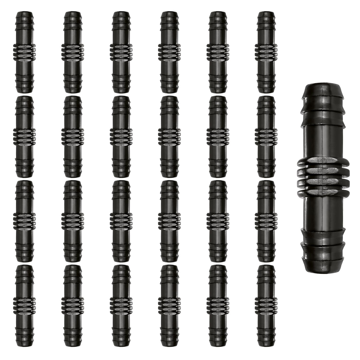 VooGenzek 25 PCS 16mm Garden Barbed Connector, Plastic Drip Irrigation Hose Connector, Barb Drip Pipe Connector