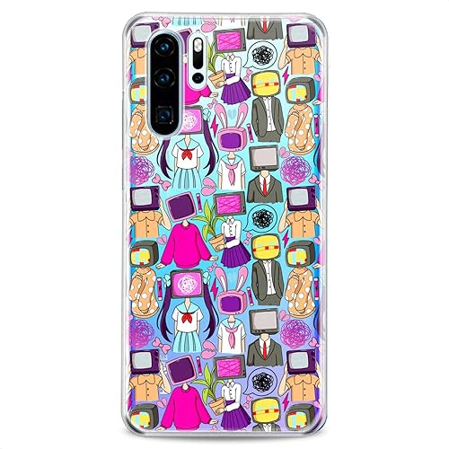 Miniatura 7 de Cavka Funda de repuesto de TPU para Huawei Mate 40 P50 P30 P20 P10 Plus 20X Nova 8 Pro Linda Slim Fit Print TV Head Robots Silicona Ansiedad Claro