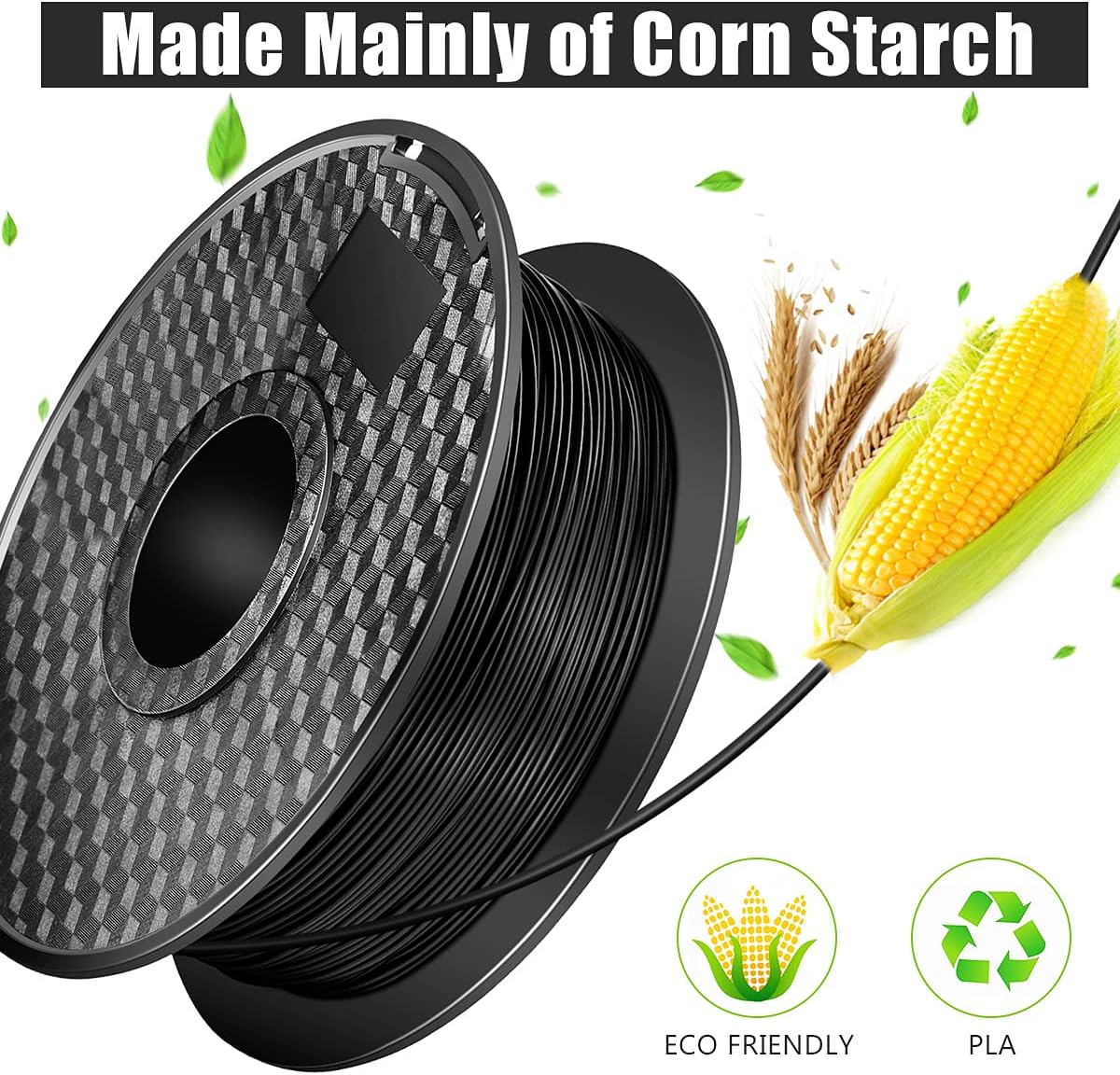 LONENESSL 3D PLA Printer Filament 1.75mm 1KG Spool Printer Filament Bundle, Dimensional Accuracy +/- 0.02 mm Printer Consumables Black : Industrial & Scientific