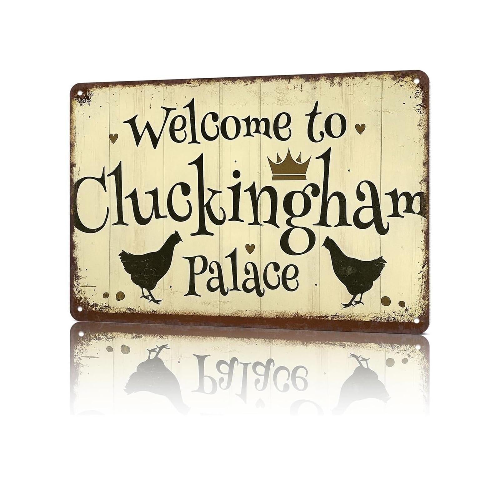 ZDVHOMCB Funny Metal Sign Welcome To Cluckingham Palace Chicken Decor Vintage Tin For Office Dorm Bedroom Bar Garage Royal Poultry Humor Wall-Art Gift 8 X 12 inch