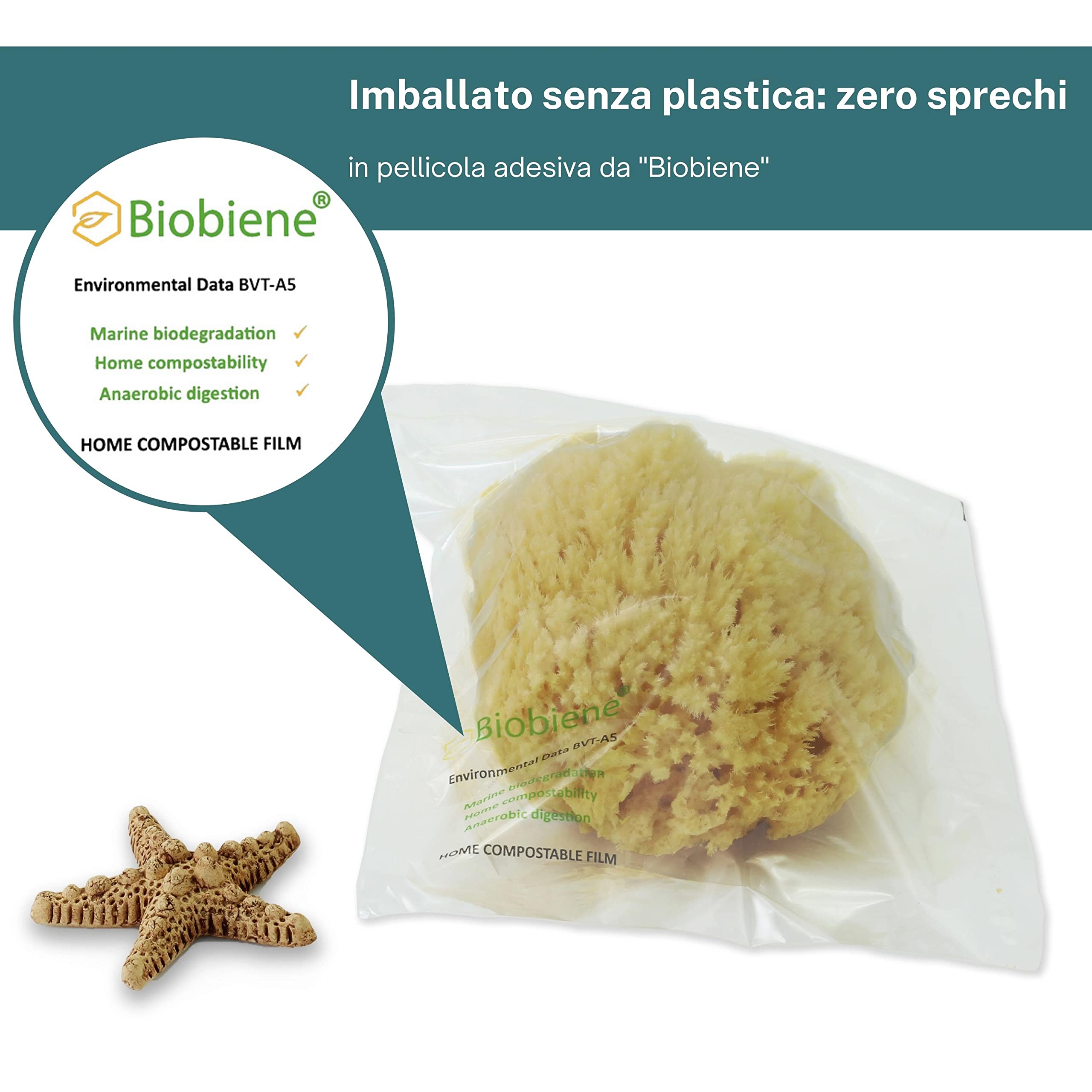 tom&pat® Spugna naturale Grass • miracolo di schiuma extra • morbida da bagno e doccia • per bagnetto neonato, bambini e corpo • Dermatest eccellente • qualità premium Grecia (17-18 cm)