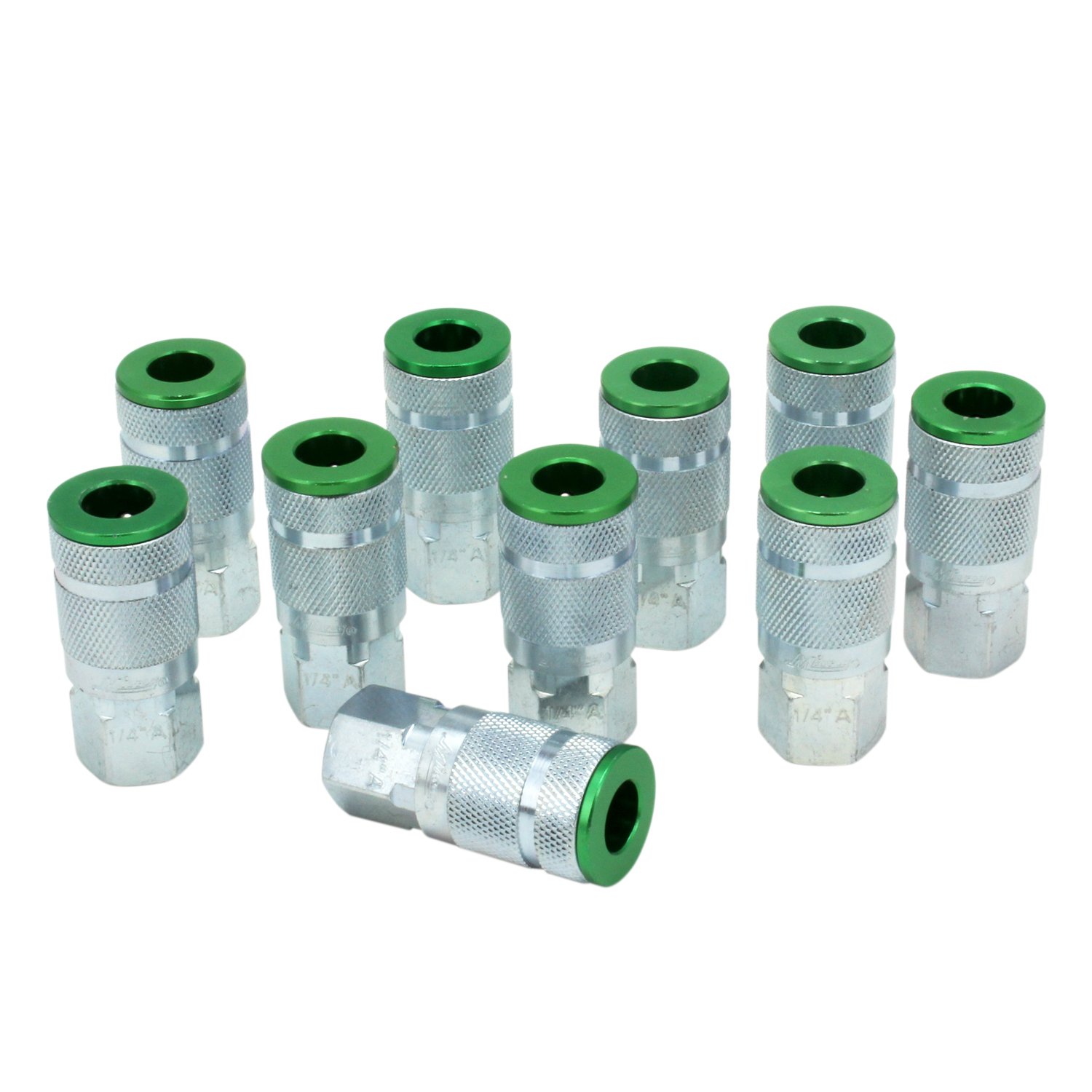 ColorFit by Milton 775AC Pneumatic Couplers - (A-style, Green) - 1/4" NPT Female, (Box of 10)