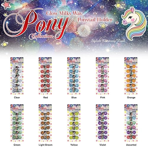 Miniatura 3 de 12 ligas para el cabello de 0.98 pulgadas (0.984 in), accesorios para el cabello para niñas, brillos galácticos con bolas de burbujas, soportes para