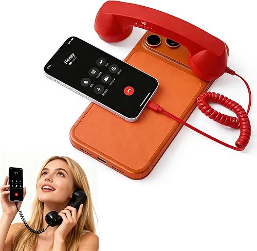 Miniatura 11 de Teléfono retro con cable tipo C para iPhone, 2026 nuevo receptor de mango fijo con control de volumen, teléfono retro de diseño exclusivo para